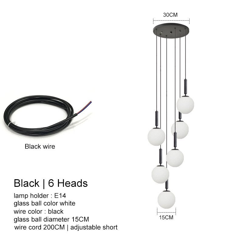 LED Glass Ball Chandelier - Indoor Lighting Fixture